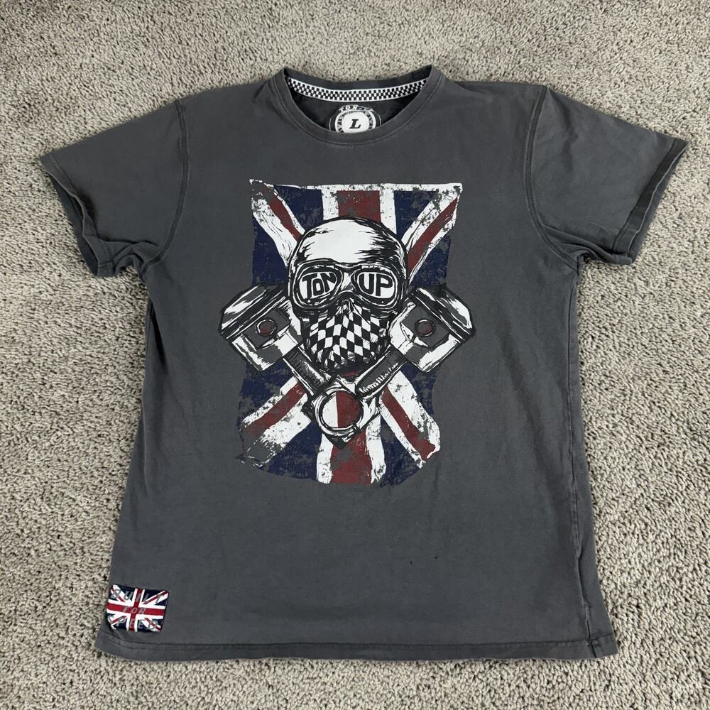 Dark Gray Graphic Tee with Union Jack Design